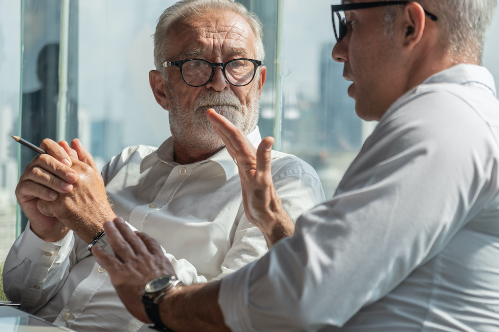 Two men having a discussion