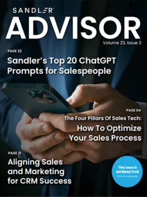 key steps in developing a business plan Volume 23 Issue 3 Sandler Advisor Cover